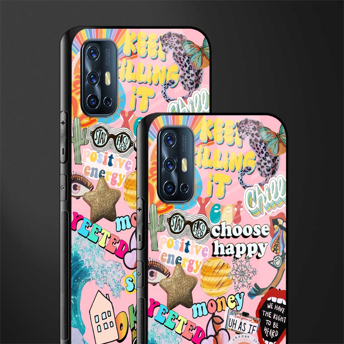 happy summer collage glass case for vivo v17 image-2