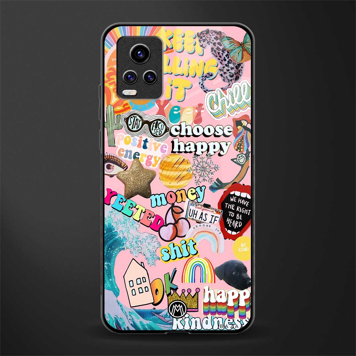 happy summer collage glass case for vivo v20 image