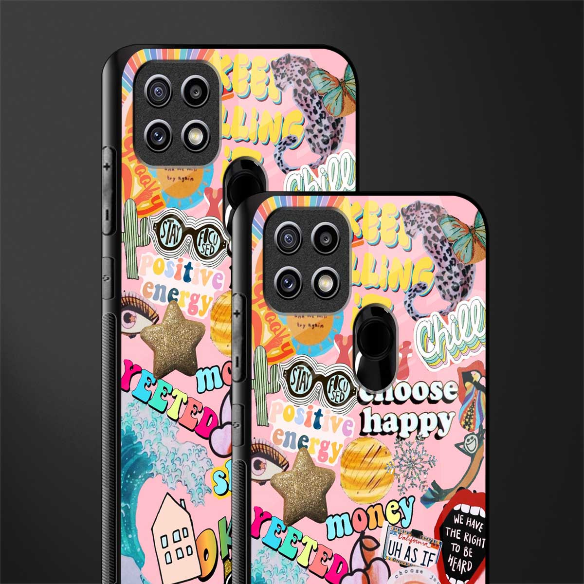 happy summer collage glass case for oppo a15s image-2
