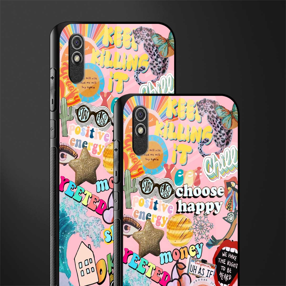 happy summer collage glass case for redmi 9i image-2