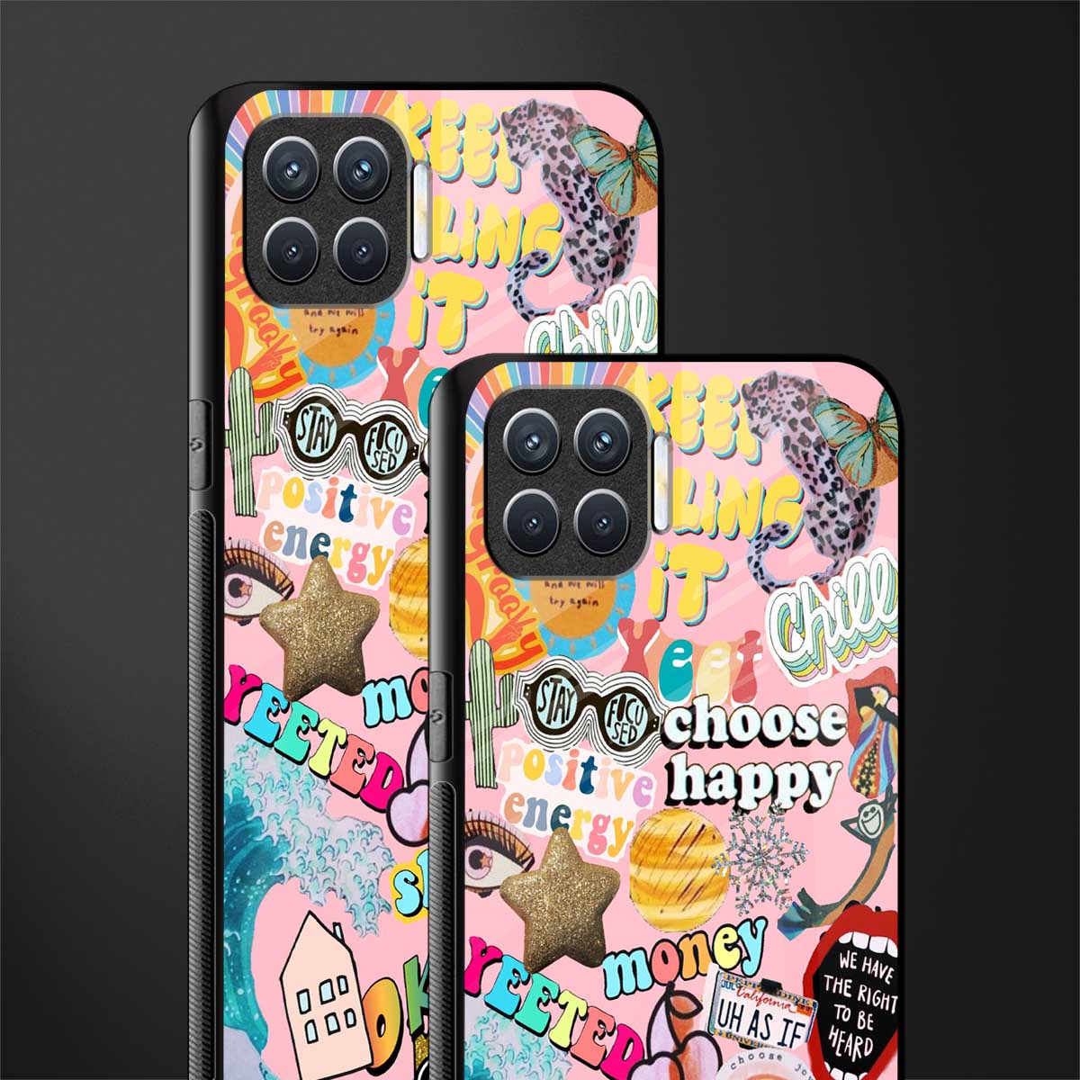 happy summer collage glass case for oppo f17 image-2