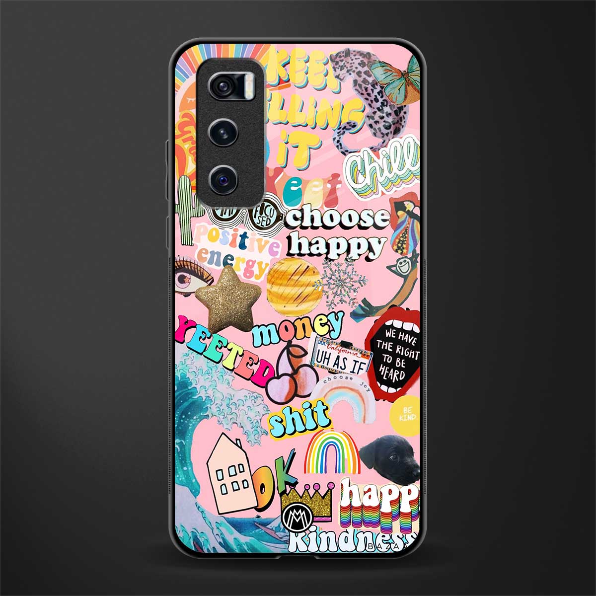 happy summer collage glass case for vivo v20 se image