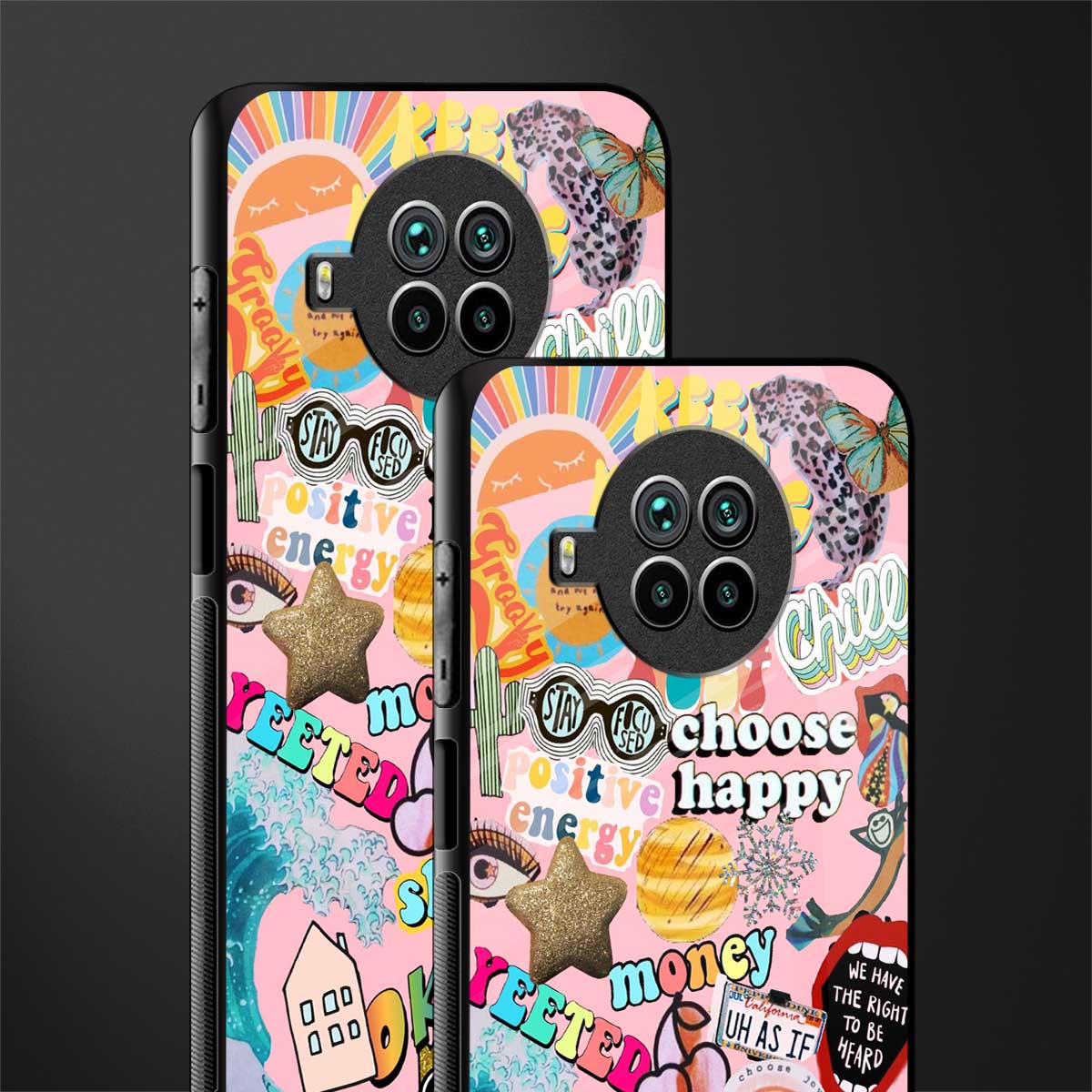 happy summer collage glass case for mi 10i image-2