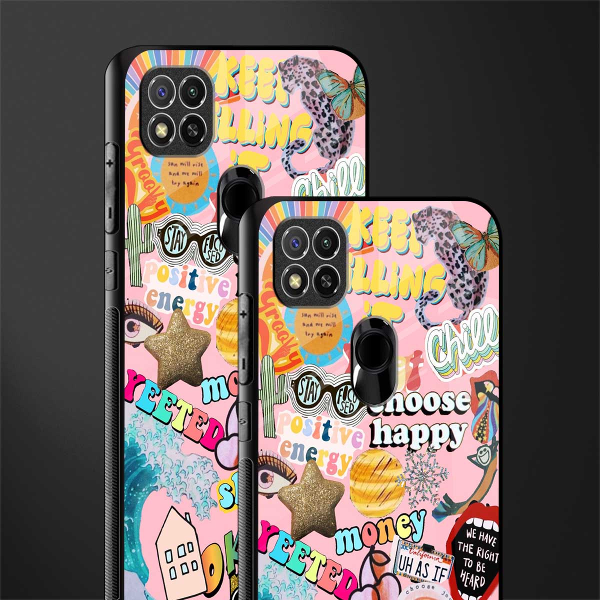 happy summer collage glass case for redmi 9c image-2