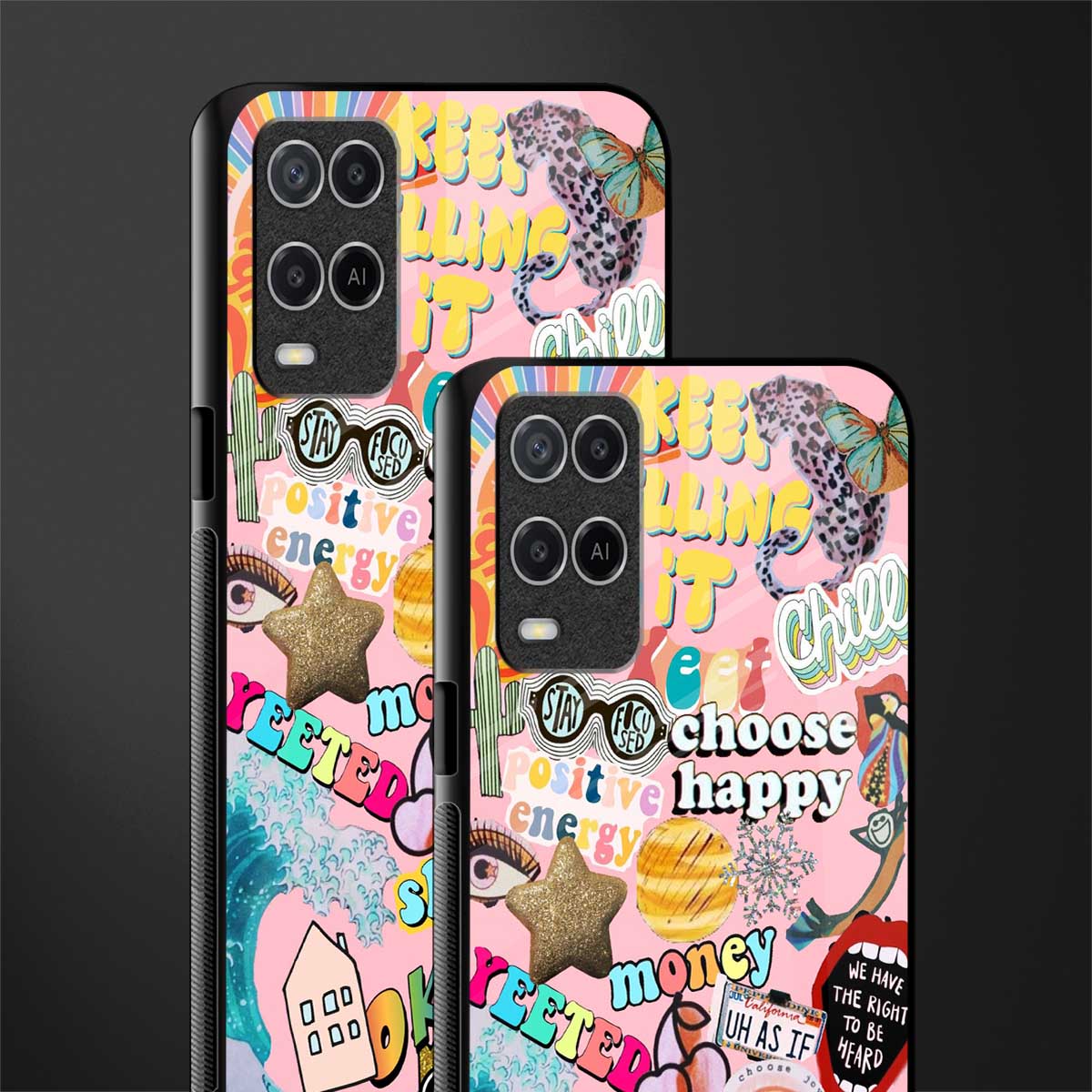 happy summer collage glass case for oppo a54 image-2