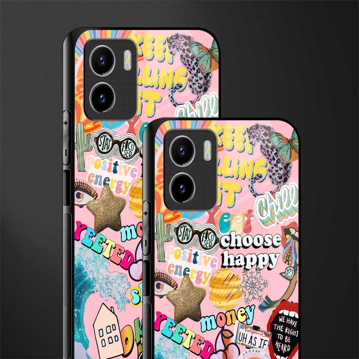 happy summer collage glass case for vivo y15s image-2