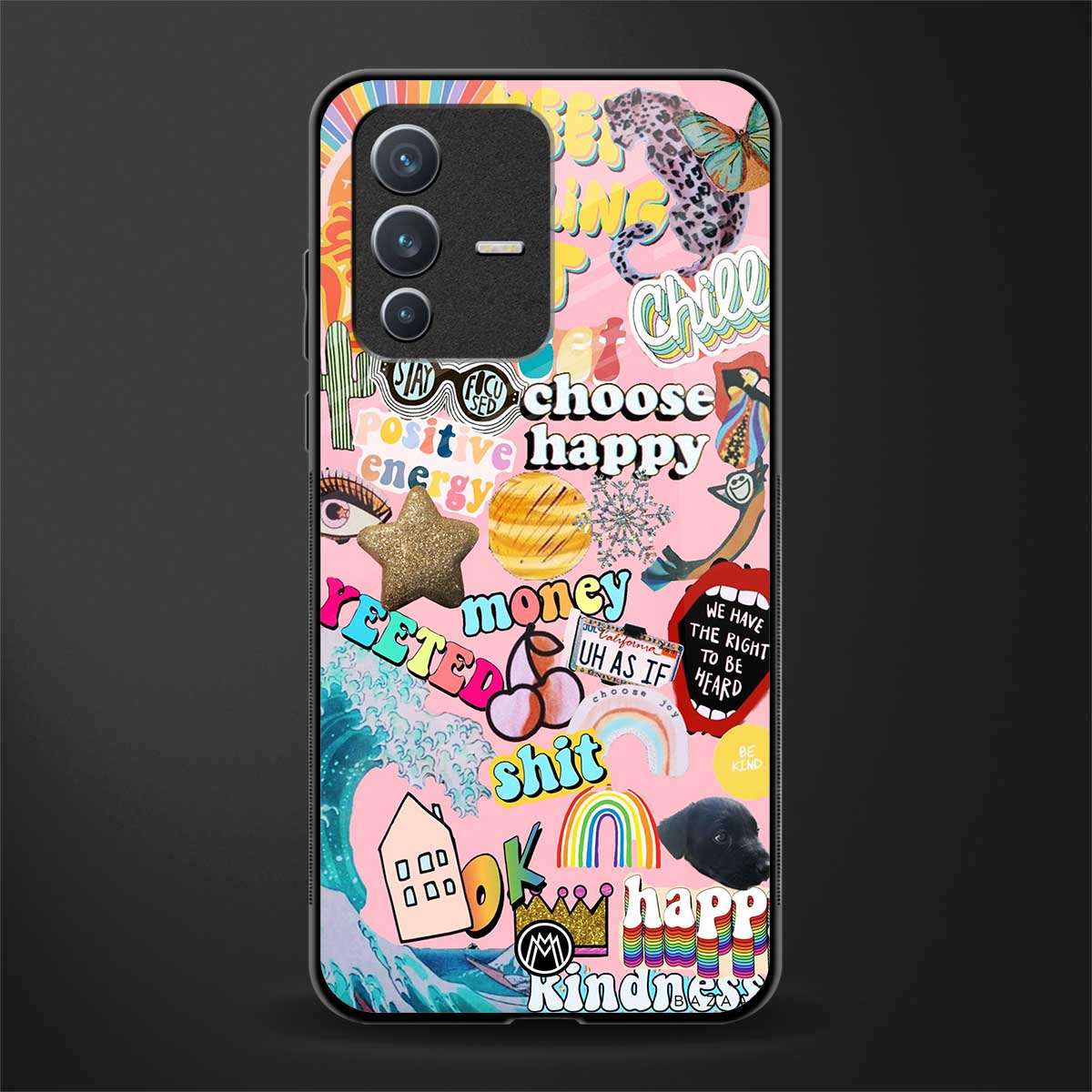 happy summer collage glass case for vivo v23 5g image