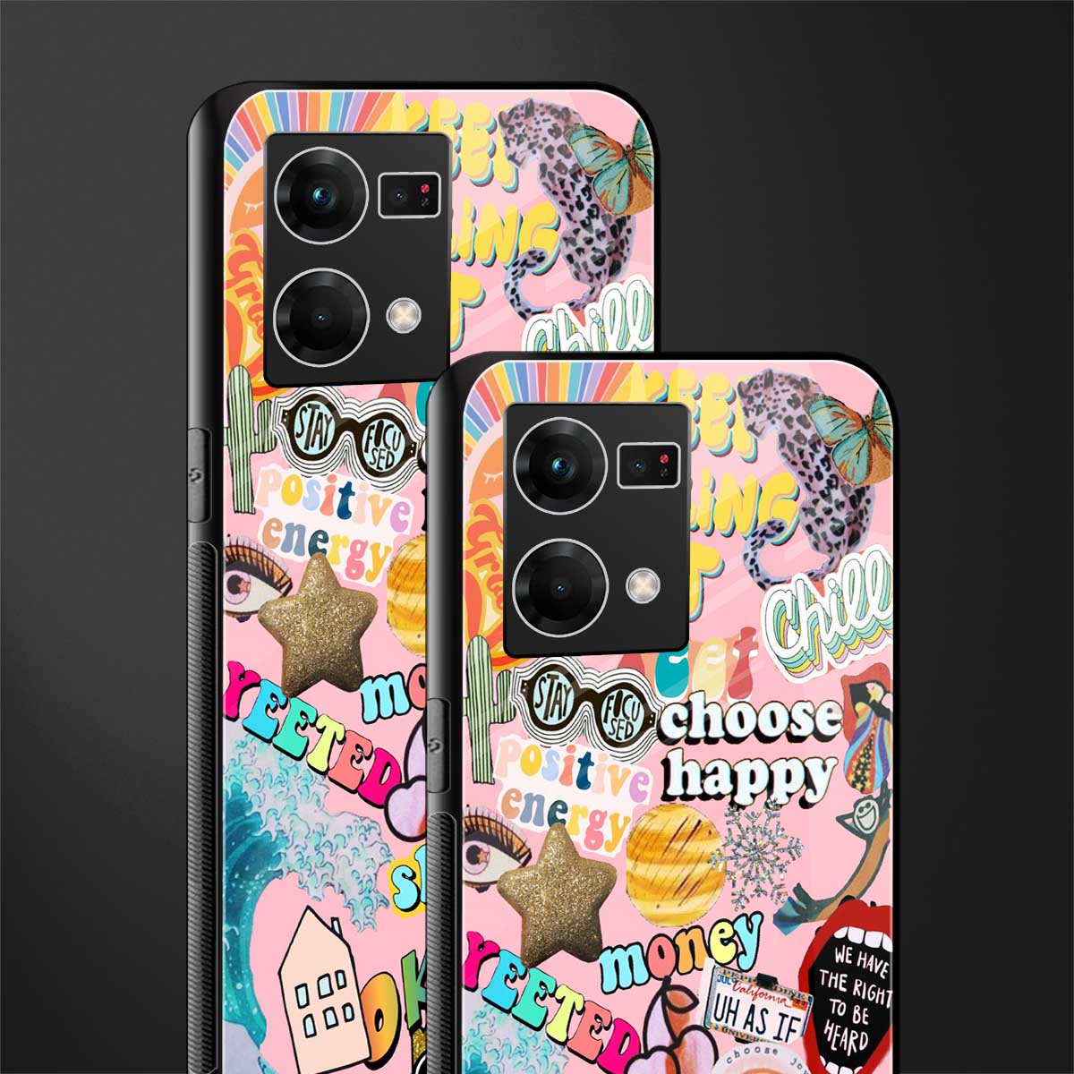 happy summer collage back phone cover | glass case for oppo f21 pro 4g