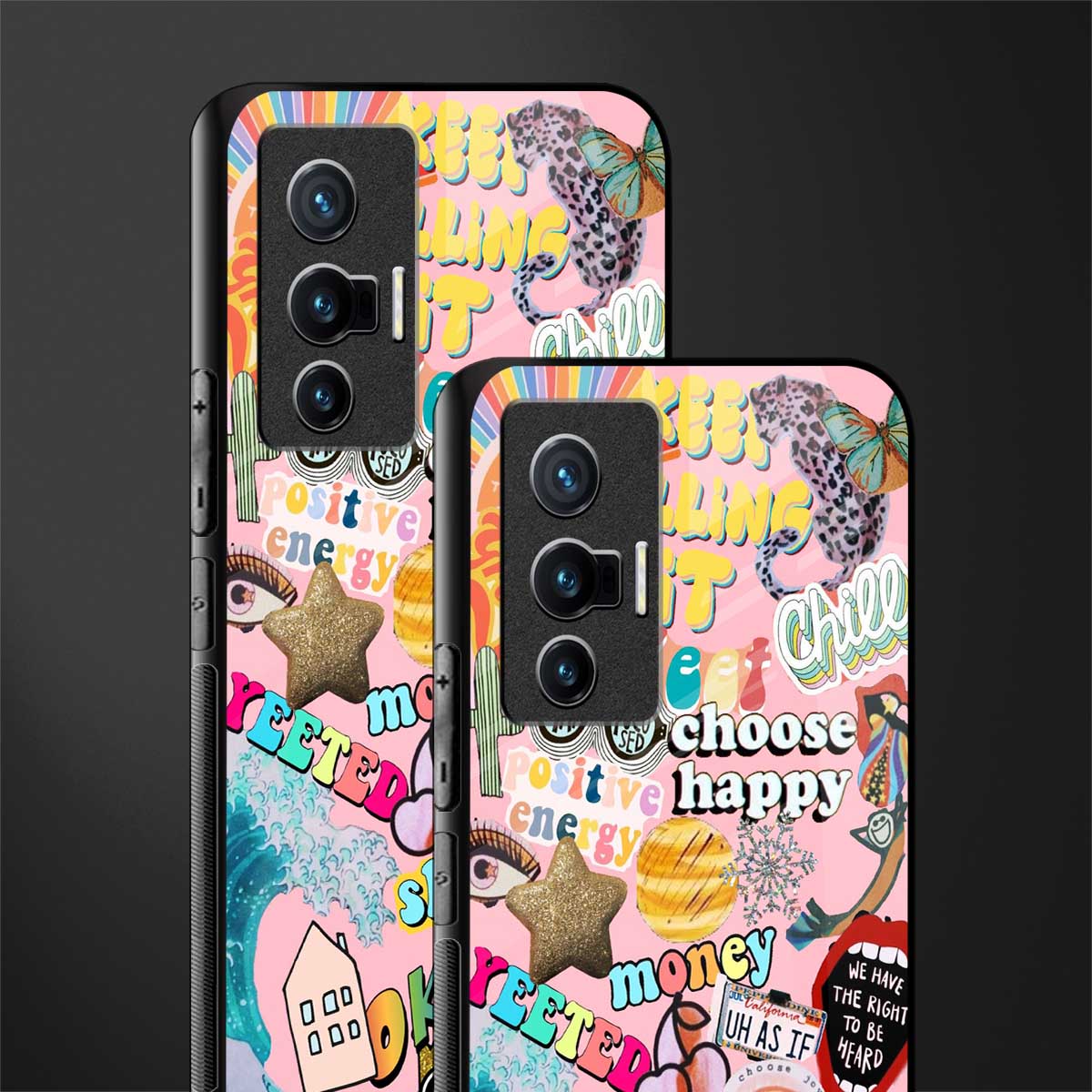 happy summer collage glass case for vivo x70 image-2