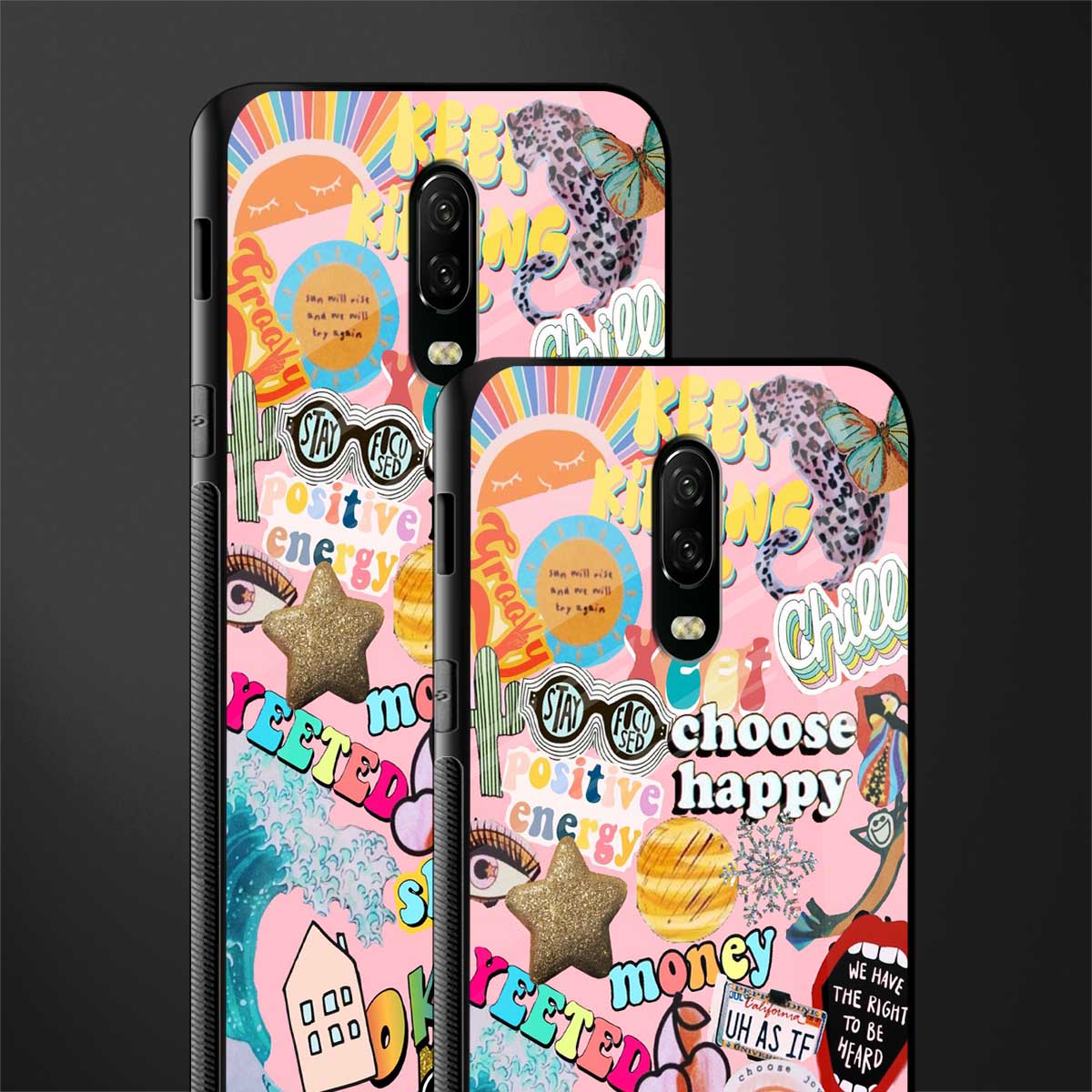 happy summer collage glass case for oneplus 6t image-2