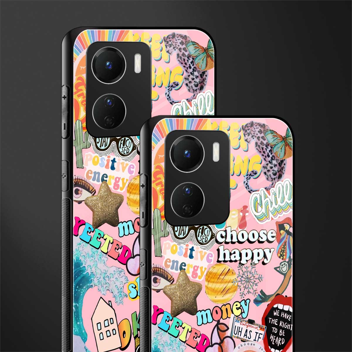 happy summer collage back phone cover | glass case for vivo y16