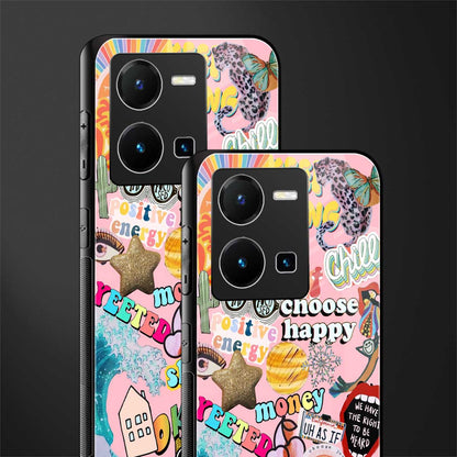 happy summer collage back phone cover | glass case for vivo y35 4g