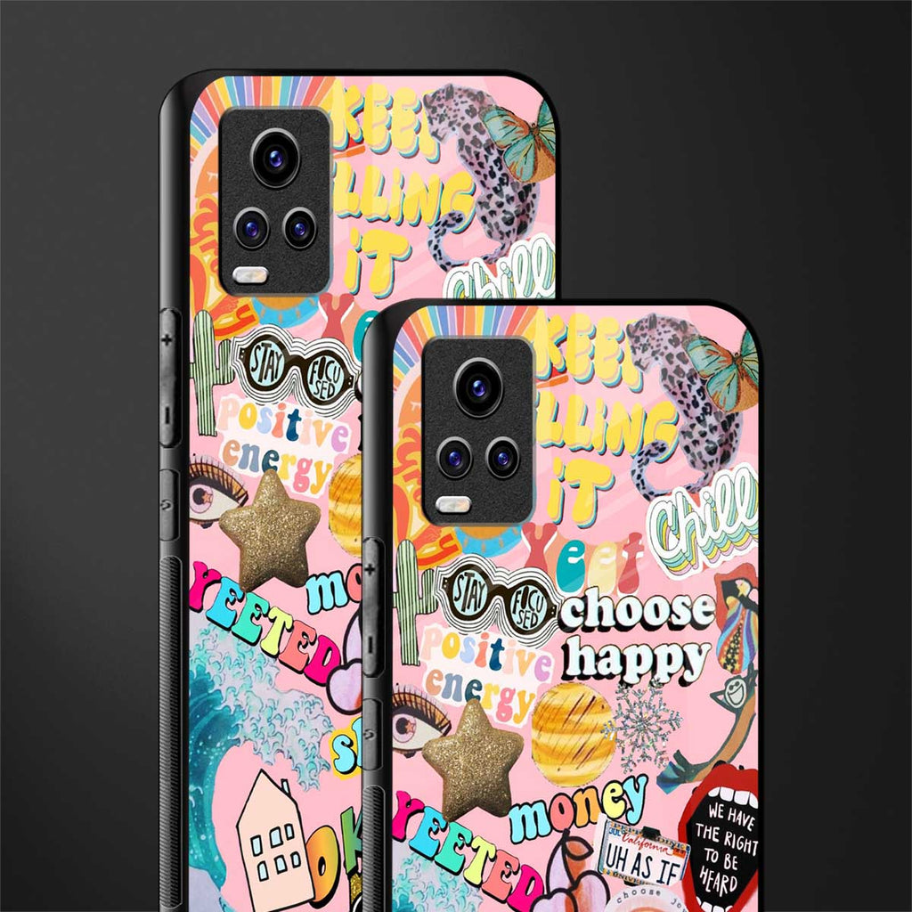 happy summer collage back phone cover | glass case for vivo v21e 4g