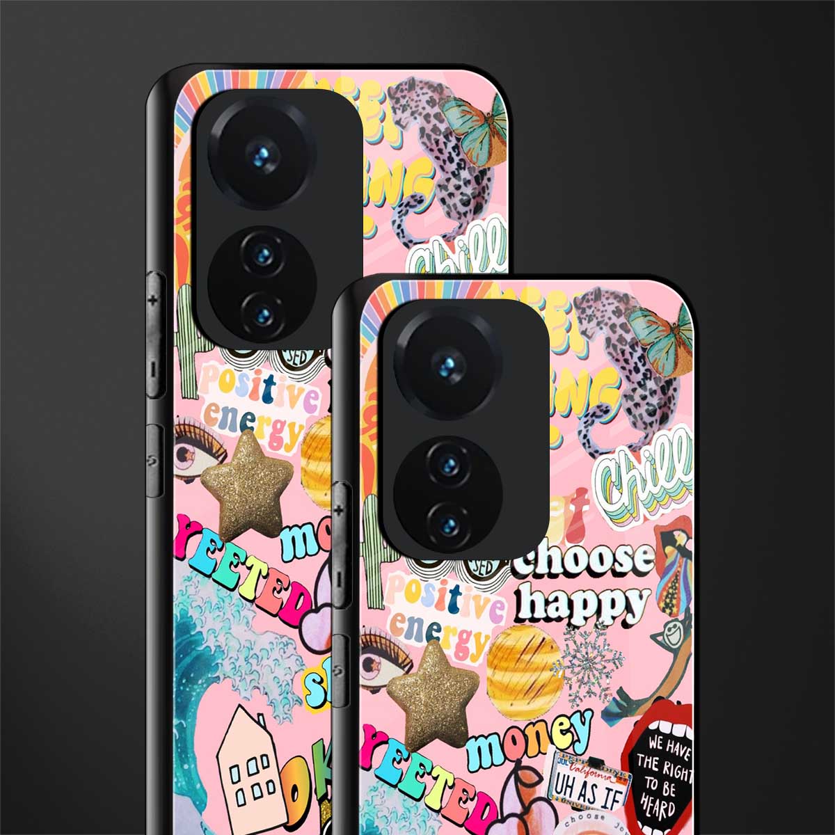 happy summer collage back phone cover | glass case for vivo t1 44w 4g