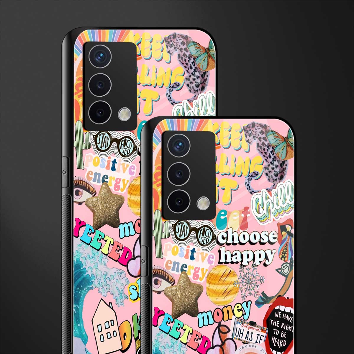 happy summer collage back phone cover | glass case for oppo a74 4g