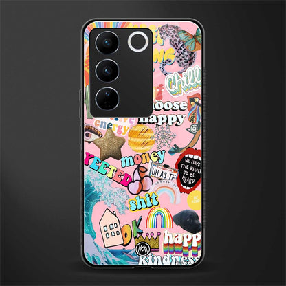 happy summer collage back phone cover | glass case for vivo v27 pro 5g