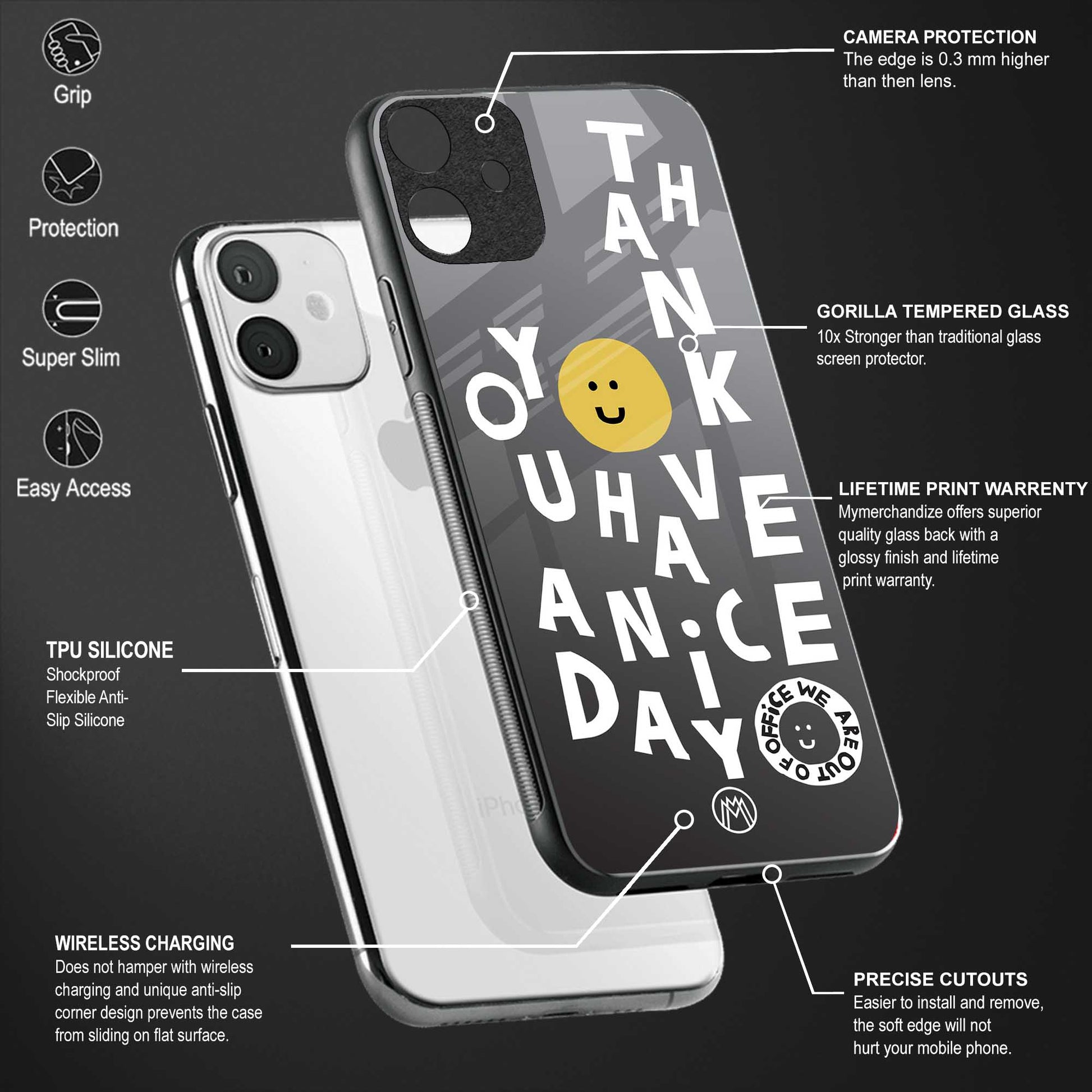 have a nice day back phone cover | glass case for vivo y22