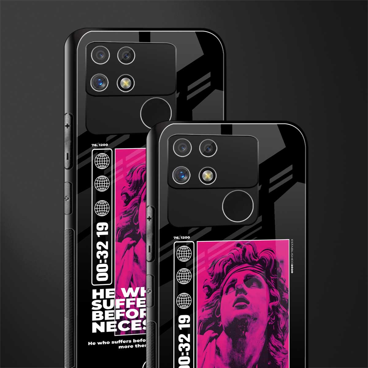 he who suffers back phone cover | glass case for realme narzo 50a
