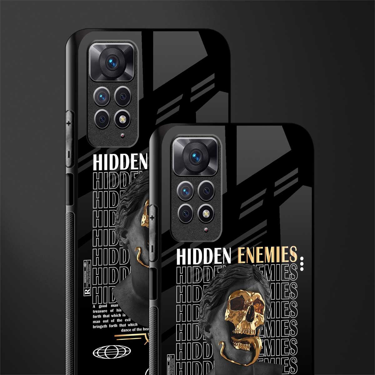 hidden enemies glass case for redmi note 11 pro image-2