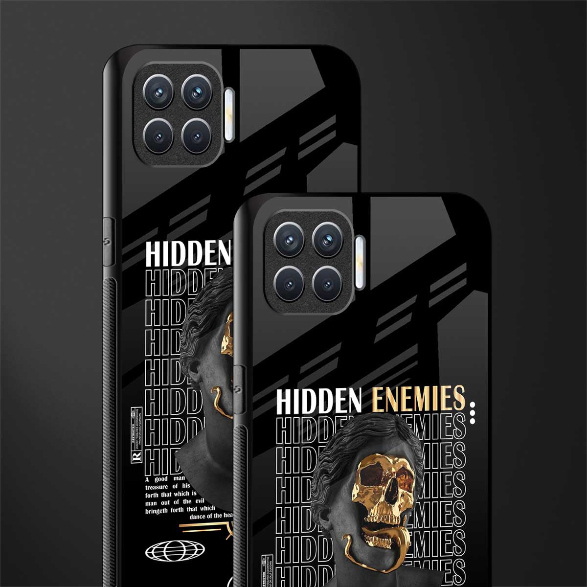 hidden enemies glass case for oppo f17 pro image-2