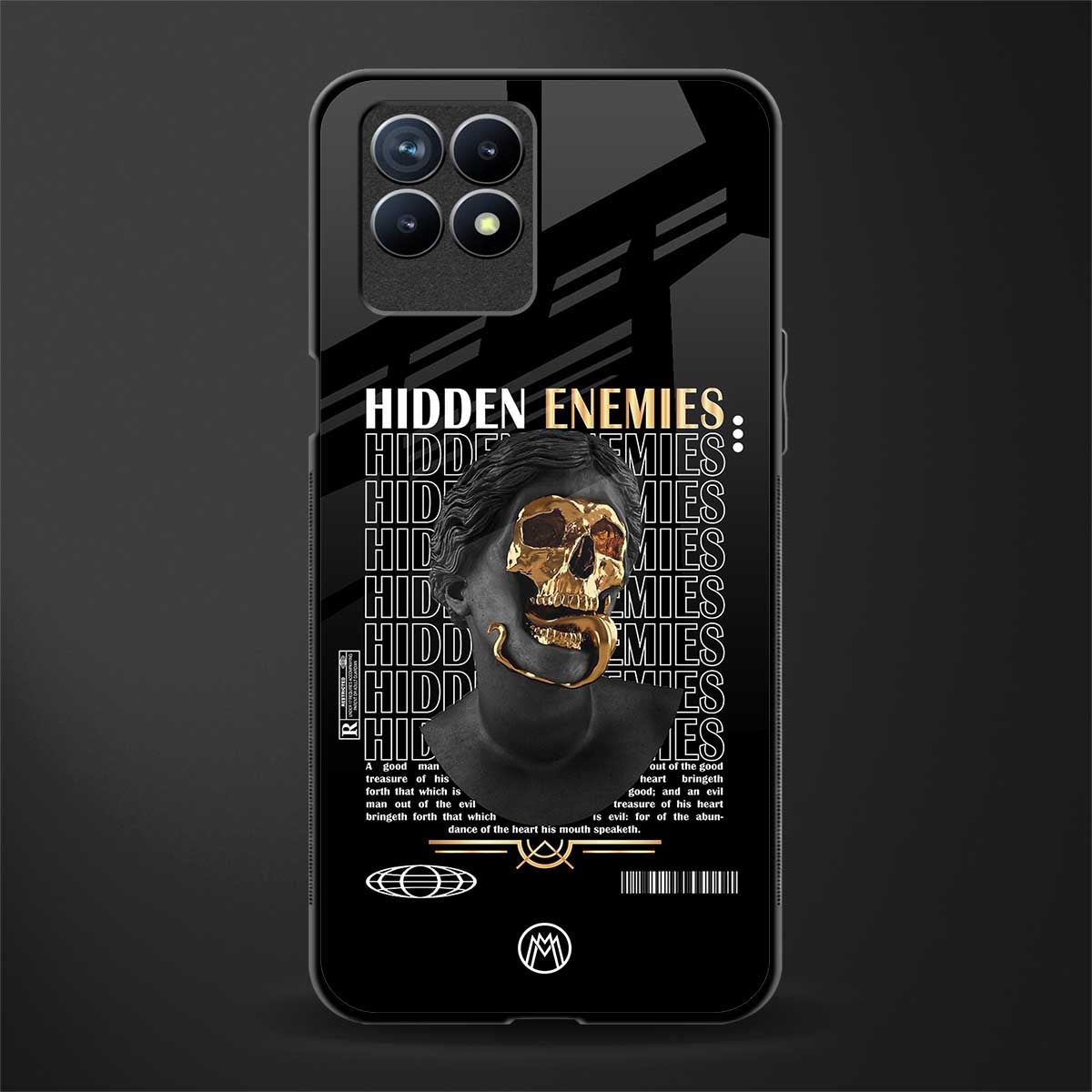 hidden enemies glass case for realme 8i image