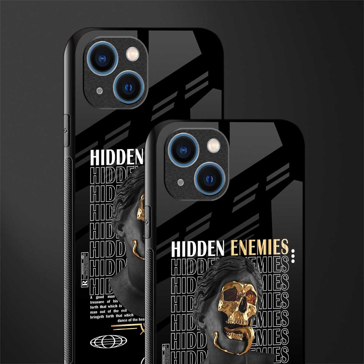 hidden enemies glass case for iphone 14 plus image-2