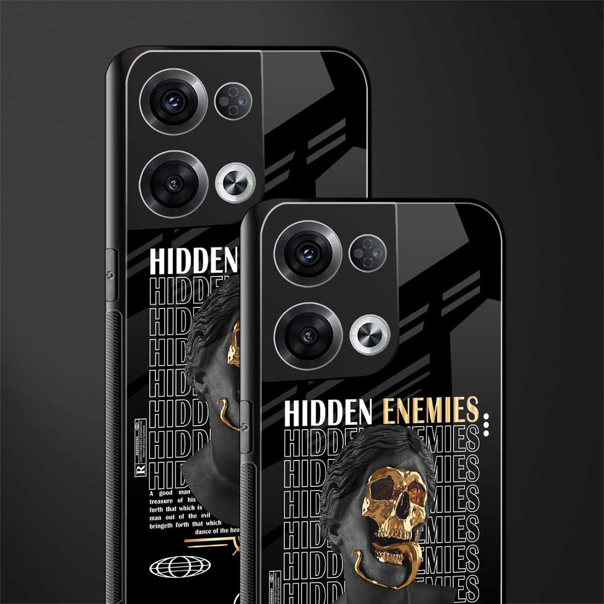 hidden enemies back phone cover | glass case for oppo reno 8 pro