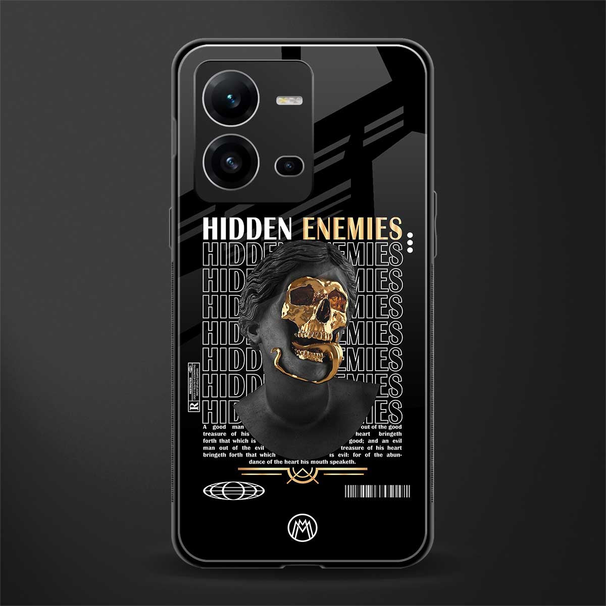 hidden enemies back phone cover | glass case for vivo v25-5g