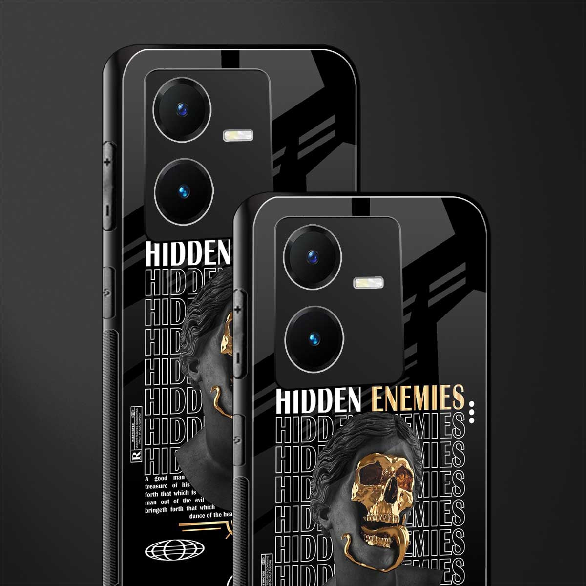 hidden enemies back phone cover | glass case for vivo y22
