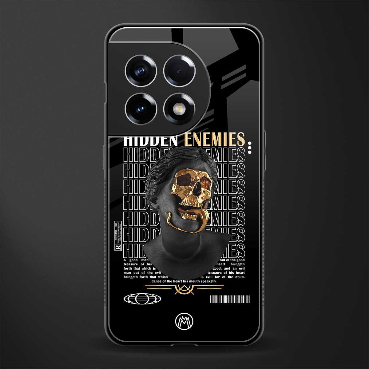 hidden enemies back phone cover | glass case for oneplus 11r