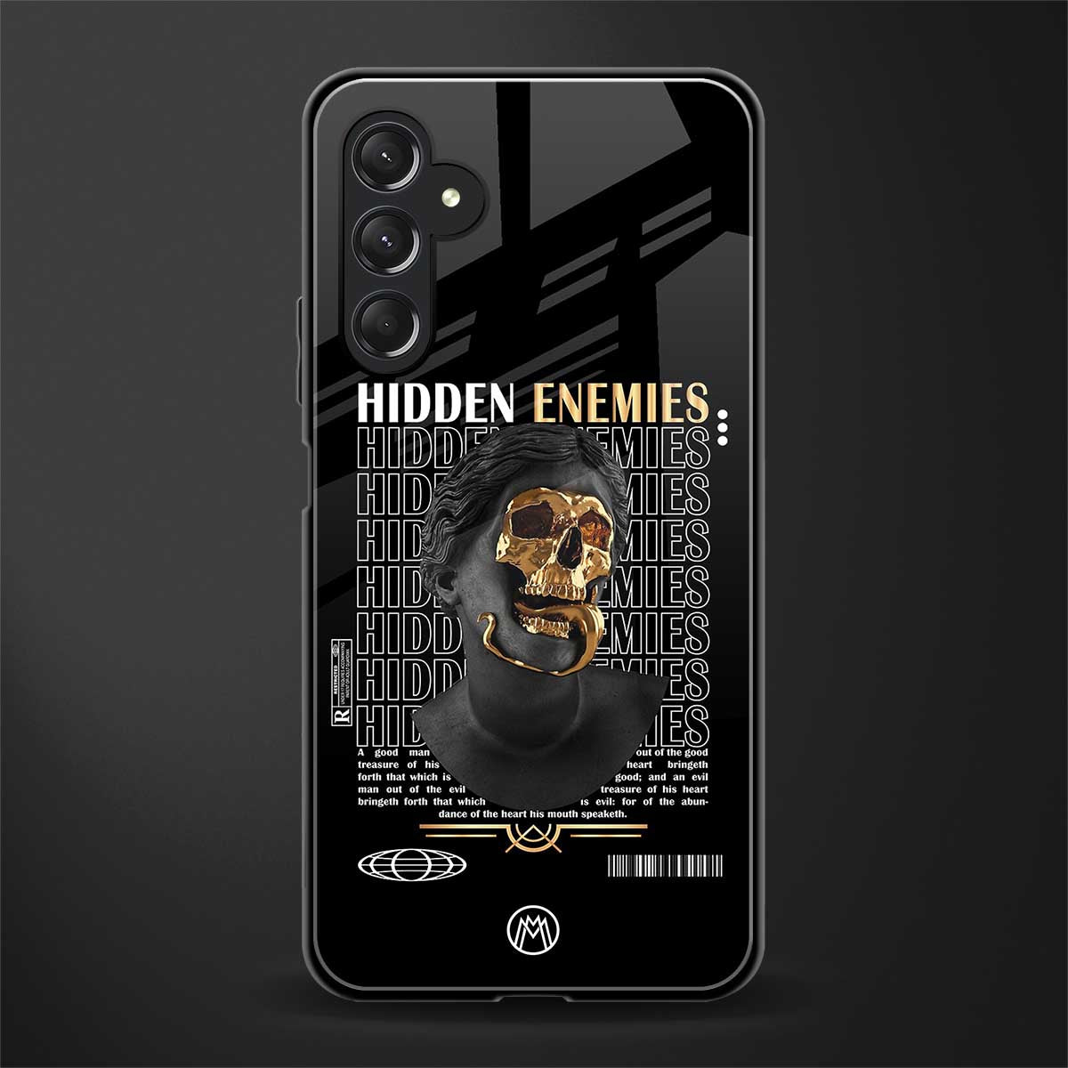 hidden enemies back phone cover | glass case for samsun galaxy a24 4g