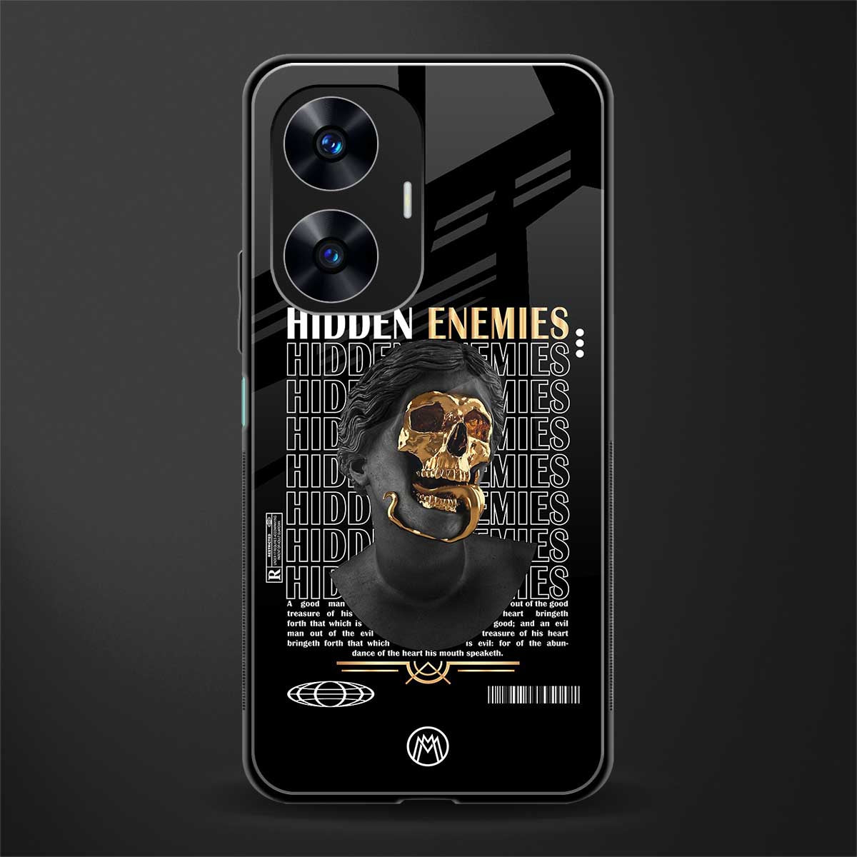 hidden enemies back phone cover | glass case for realme c55