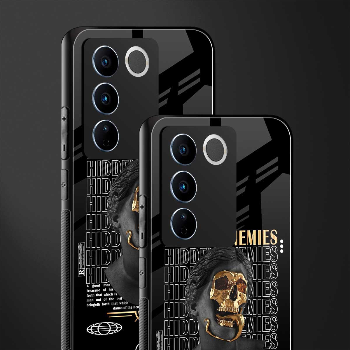 hidden enemies back phone cover | glass case for vivo v27 pro 5g