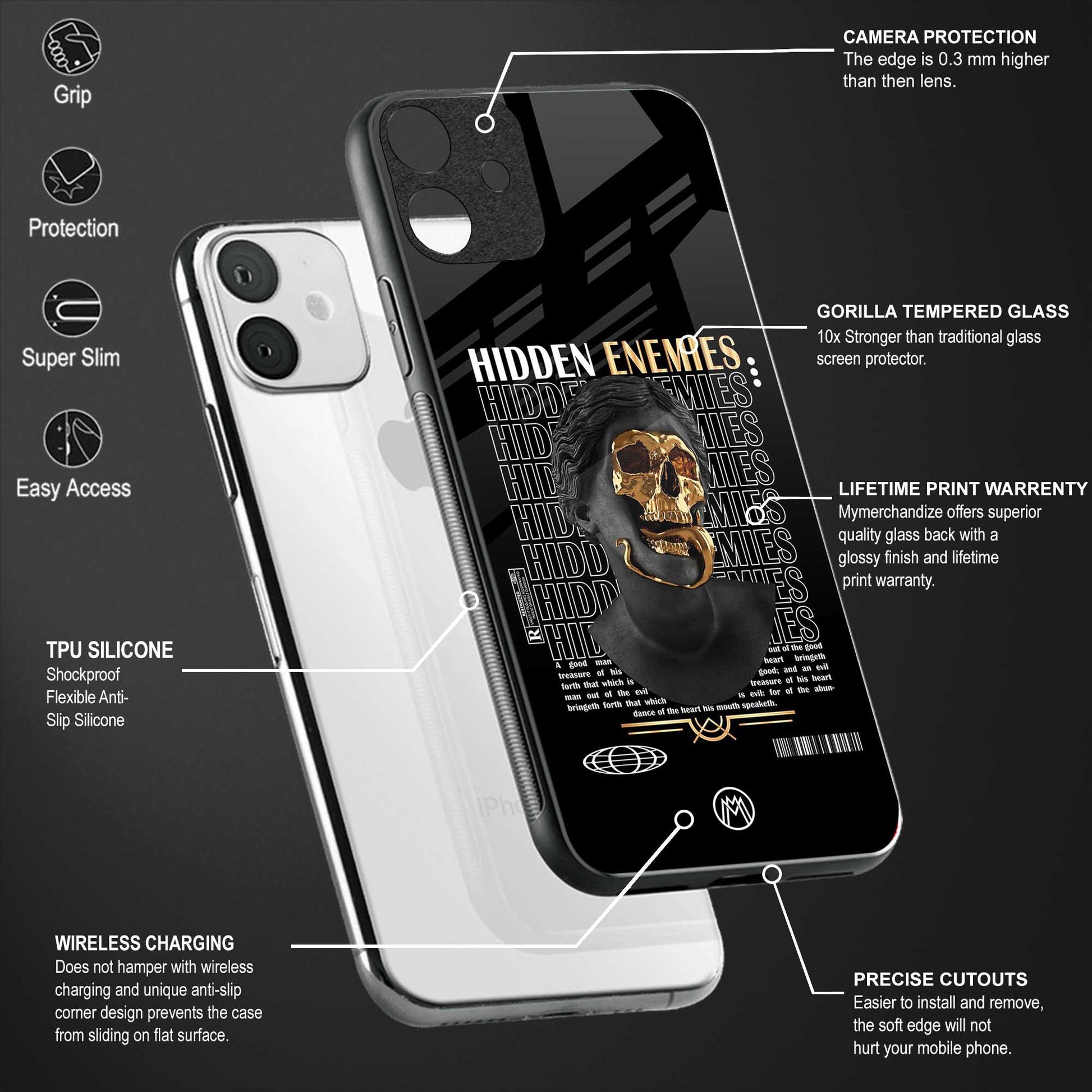 hidden enemies glass case for iphone se 2020 image-4
