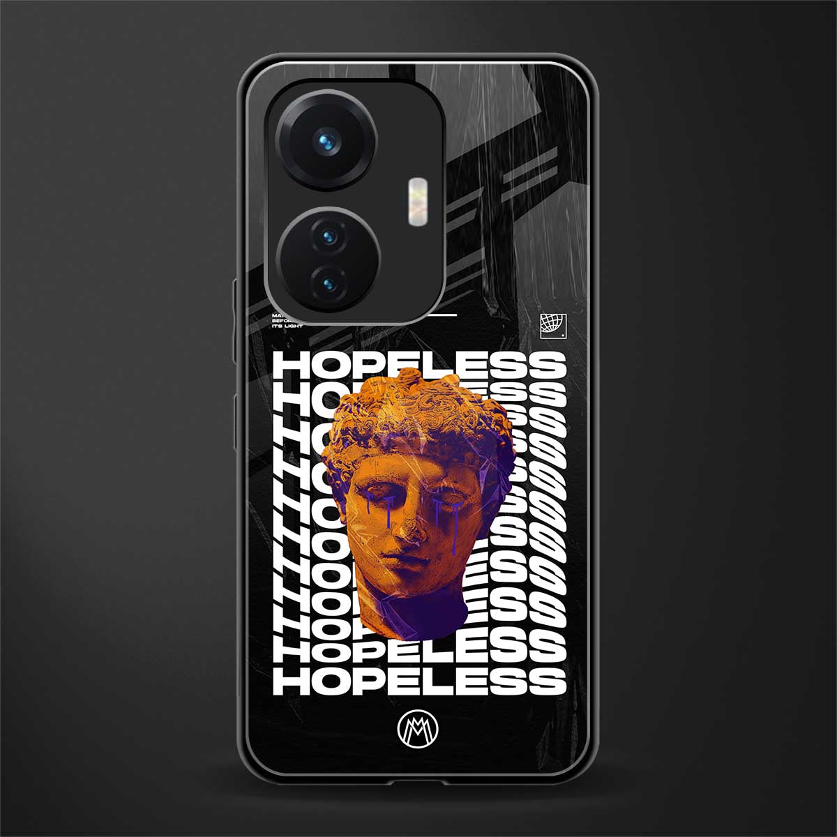 hopeless greek back phone cover | glass case for vivo t1 44w 4g