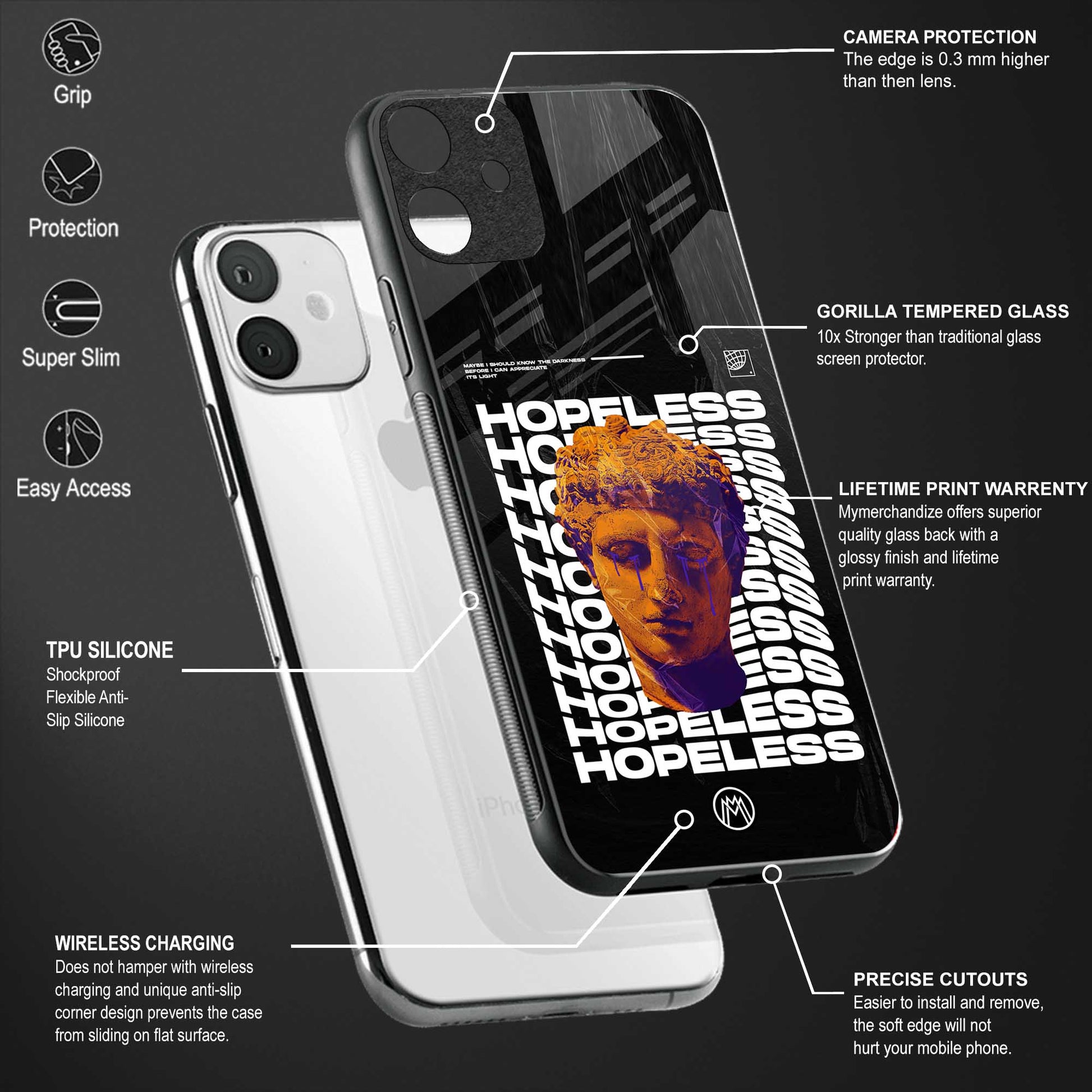 hopeless greek back phone cover | glass case for google pixel 7 pro