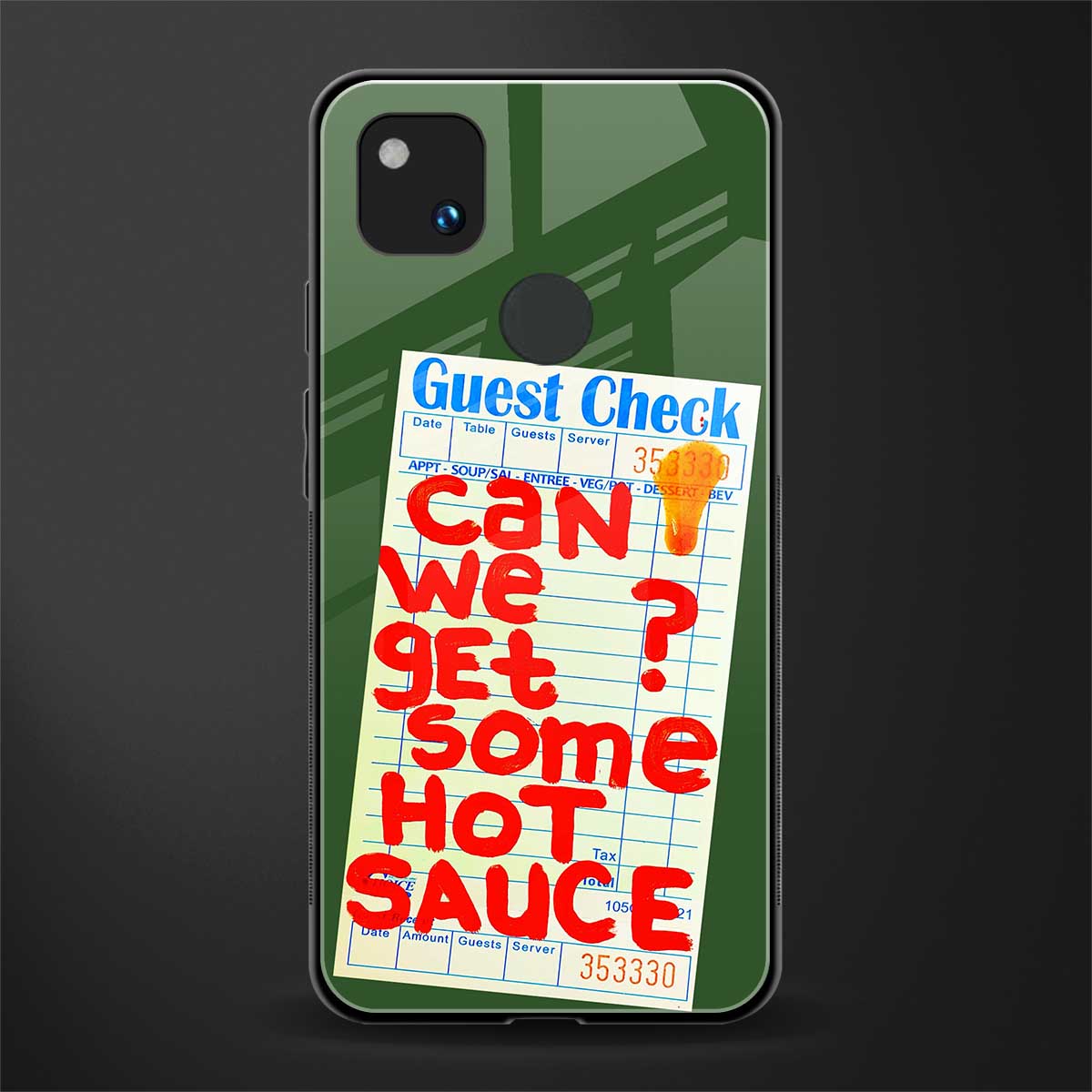 hot sauce back phone cover | glass case for google pixel 4a 4g