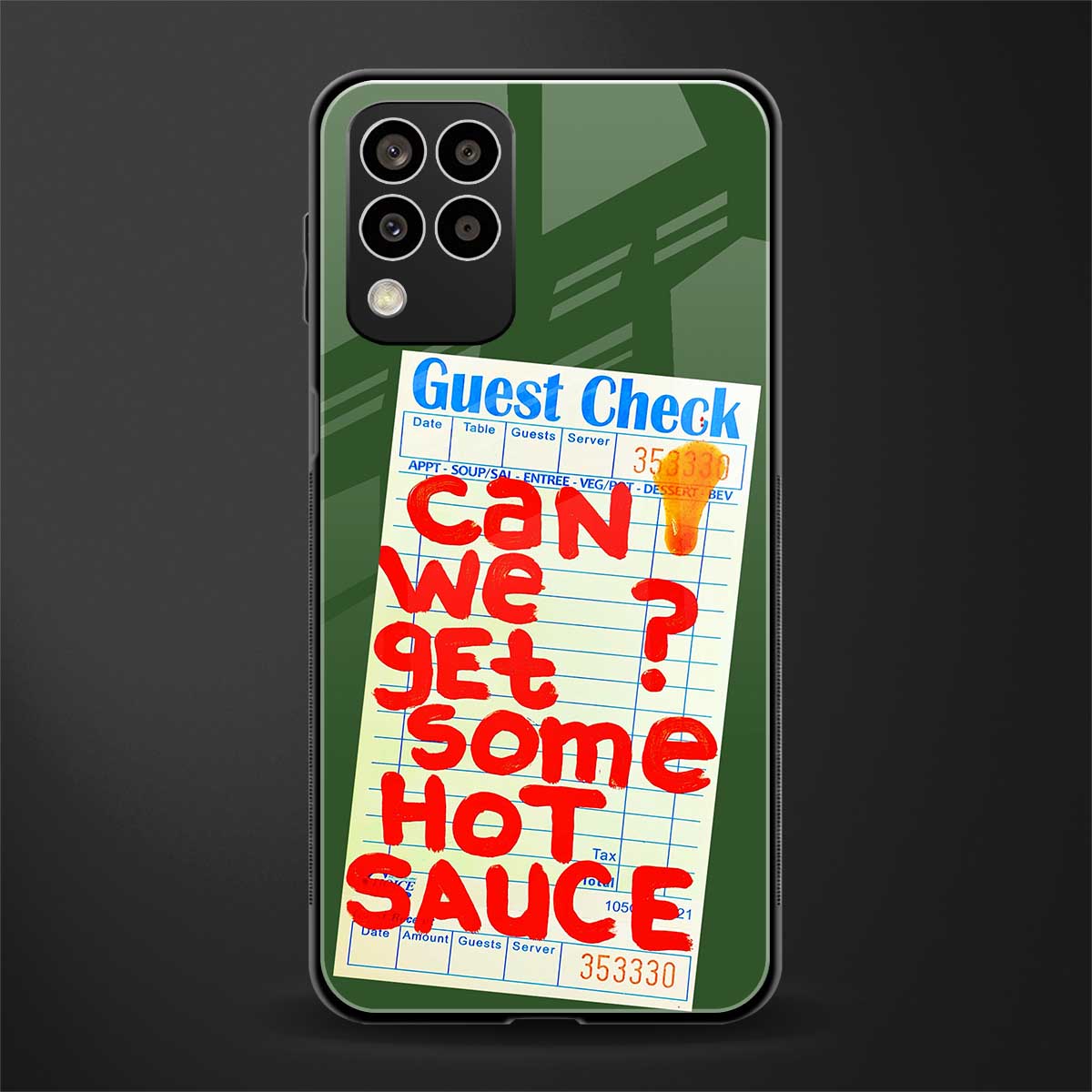 hot sauce back phone cover | glass case for samsung galaxy m33 5g
