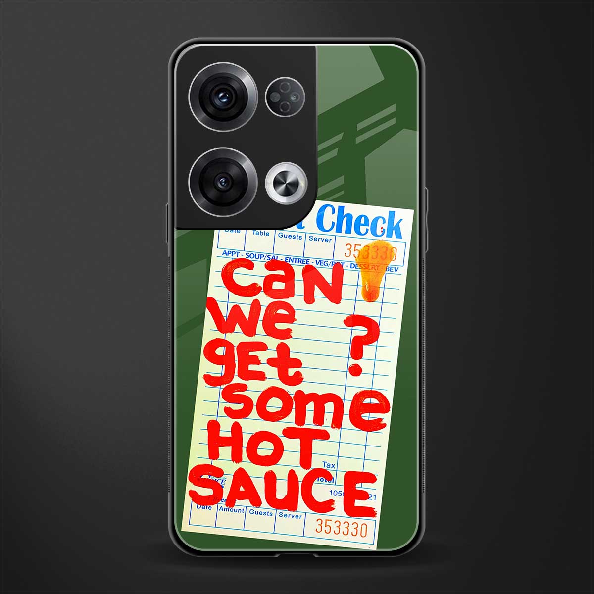 hot sauce back phone cover | glass case for oppo reno 8