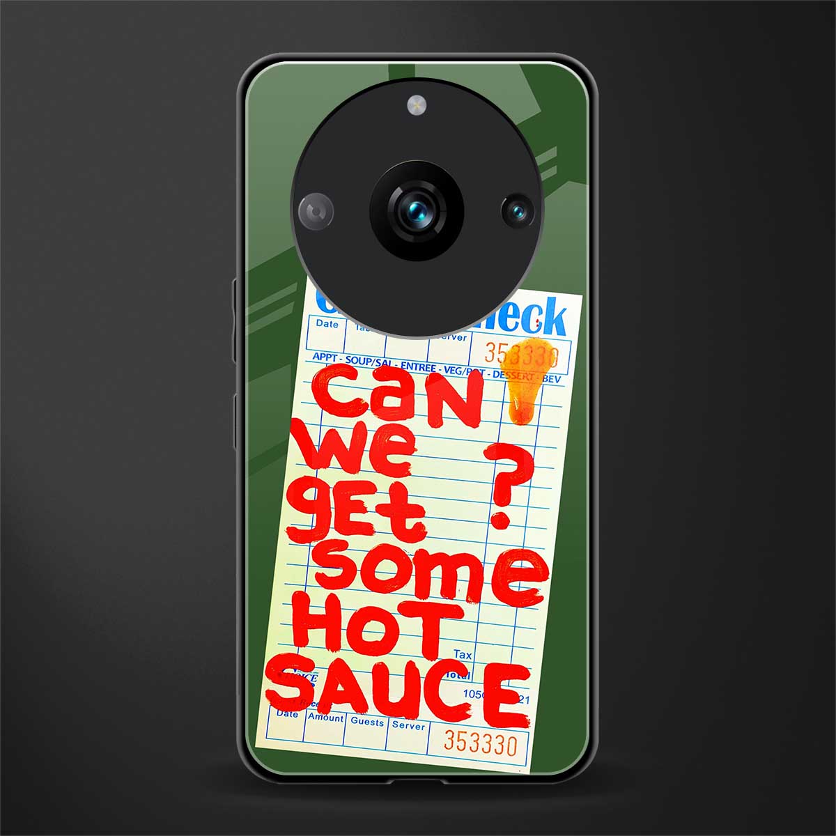 hot sauce back phone cover | glass case for realme 11 pro 5g