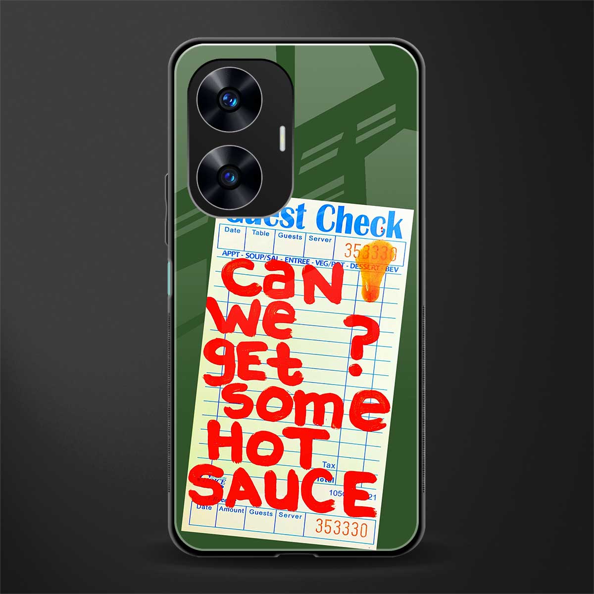 hot sauce back phone cover | glass case for realme c55