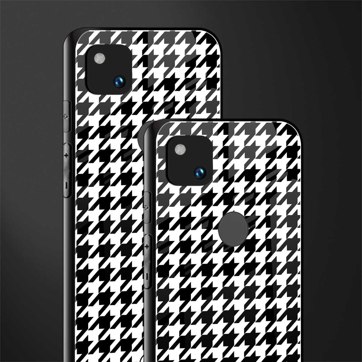 houndstooth classic back phone cover | glass case for google pixel 4a 4g