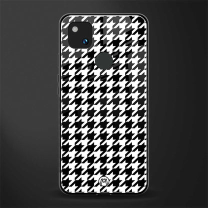 houndstooth classic back phone cover | glass case for google pixel 4a 4g