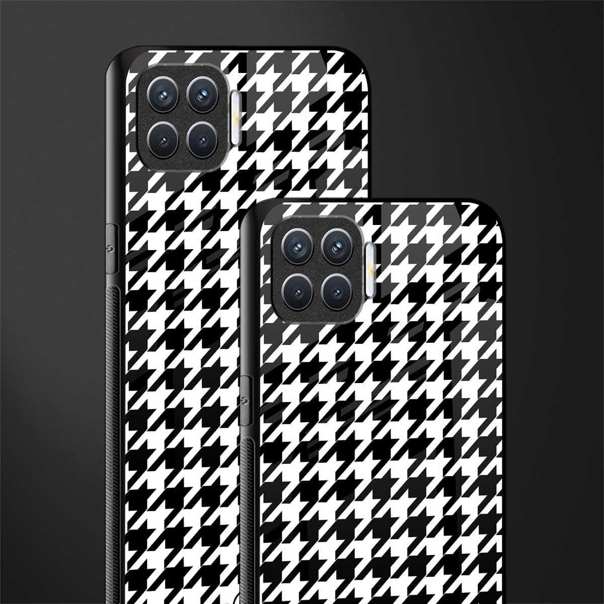 houndstooth classic glass case for oppo f17 pro image-2