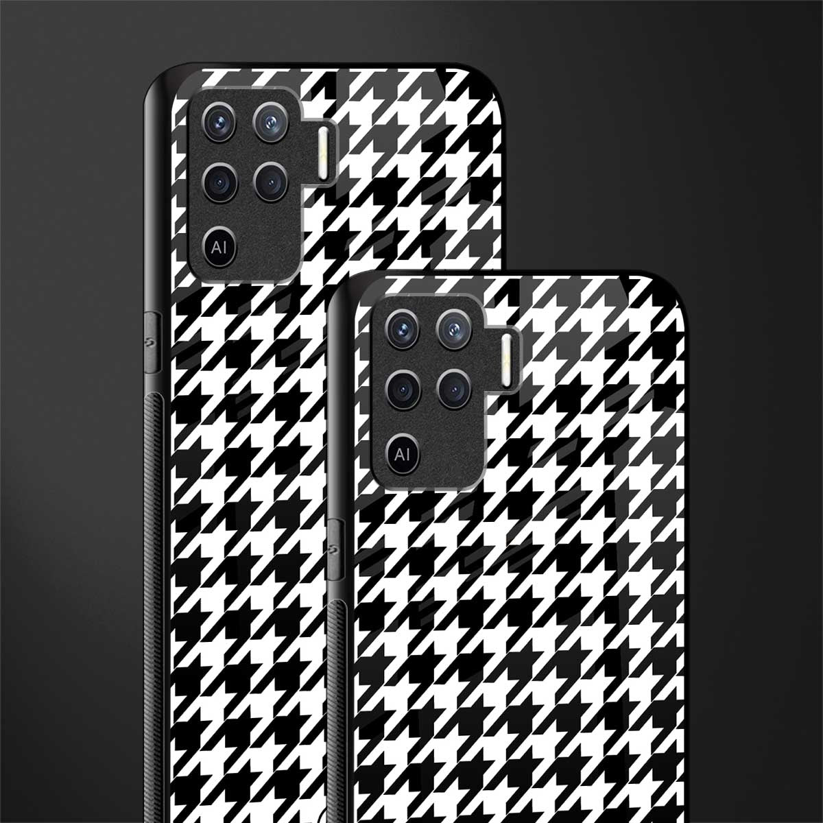 houndstooth classic glass case for oppo f19 pro image-2