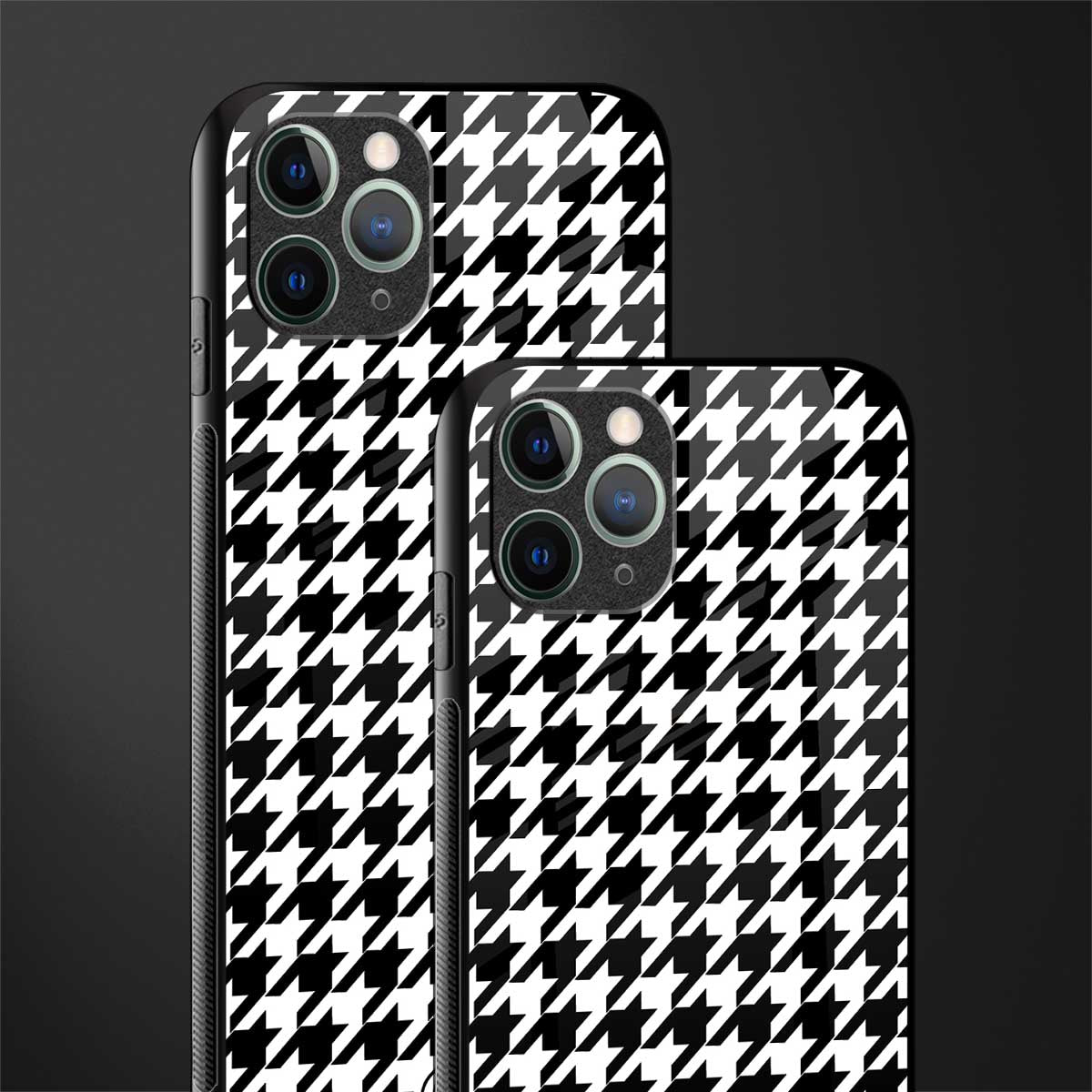 houndstooth classic glass case for iphone 11 pro image-2