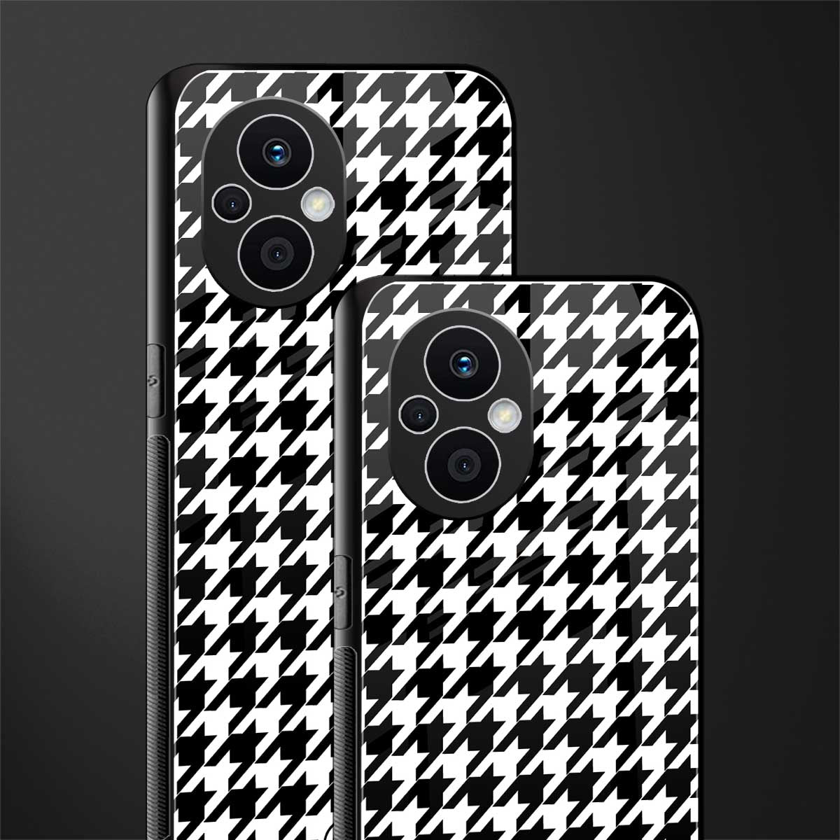 houndstooth classic back phone cover | glass case for oppo f21 pro 5g