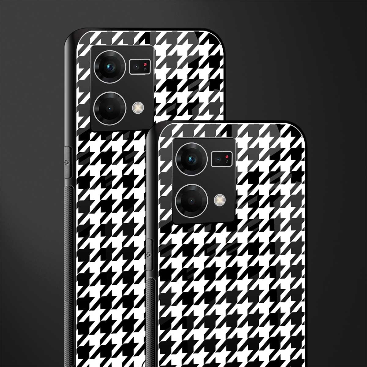 houndstooth classic back phone cover | glass case for oppo f21 pro 4g