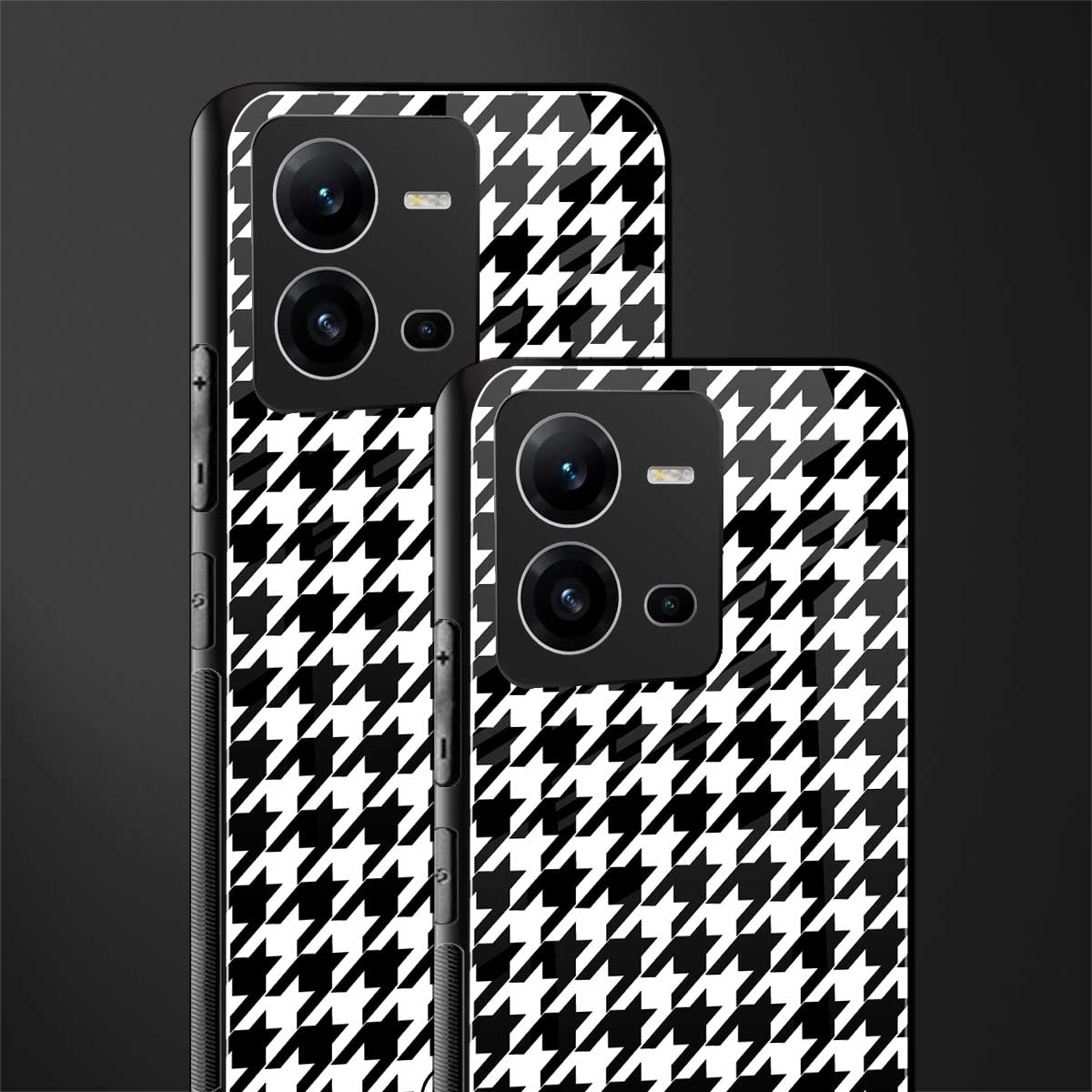 houndstooth classic back phone cover | glass case for vivo v25-5g