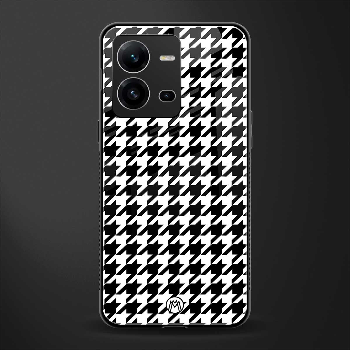 houndstooth classic back phone cover | glass case for vivo v25-5g